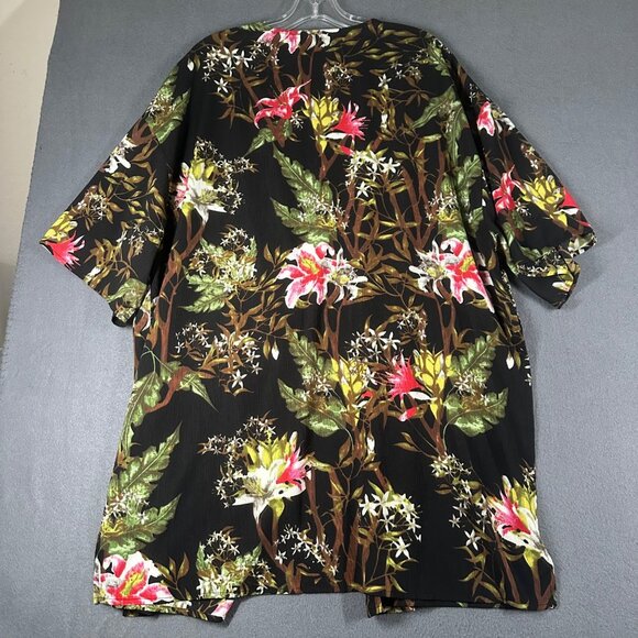 Ee:Some Womens S/M Black Floral Kimono Cardigan Jacket Lightweight Polyester - Picture 7 of 8